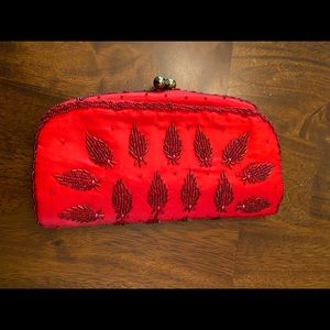 Red clutch beaded purse